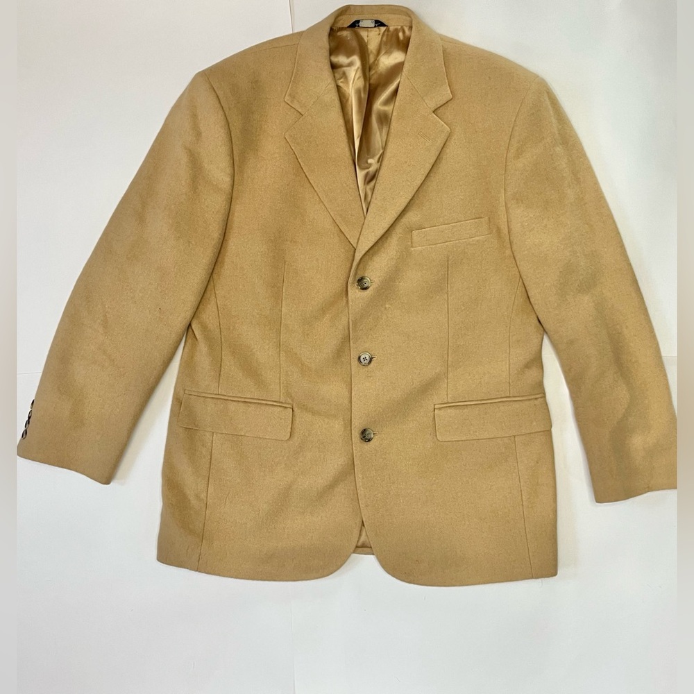 BROOKS BROTHERS Blazer Mens 42R Beige Brown 100% Camel Hair Sports Coat Jacket